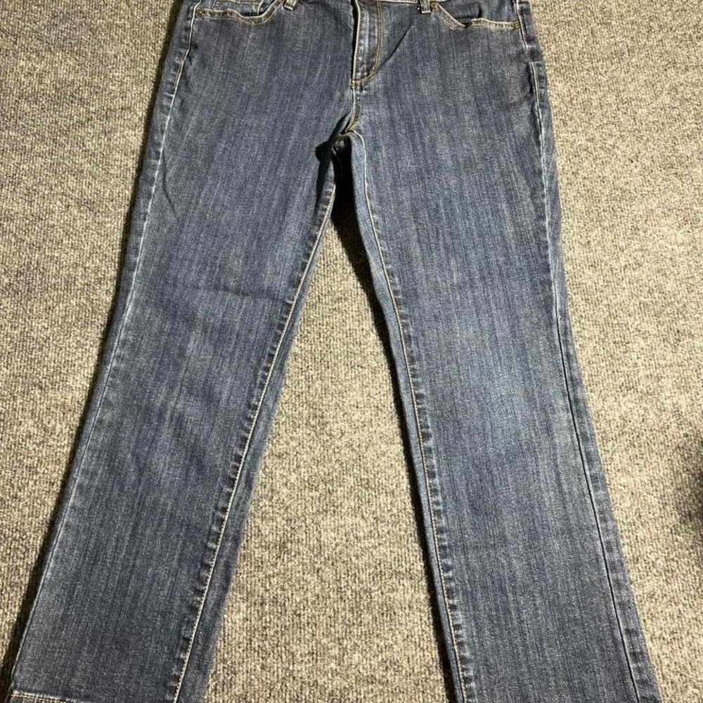 Liz Claiborne Petite Classic Straight Leg Jeans Blue Denim Size 10PS Dark Wash
